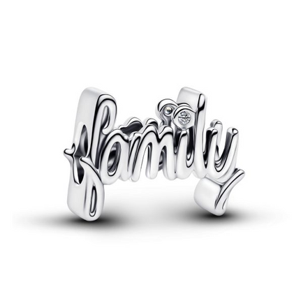Pandora Moments Silver Handwritten" Family" Charm