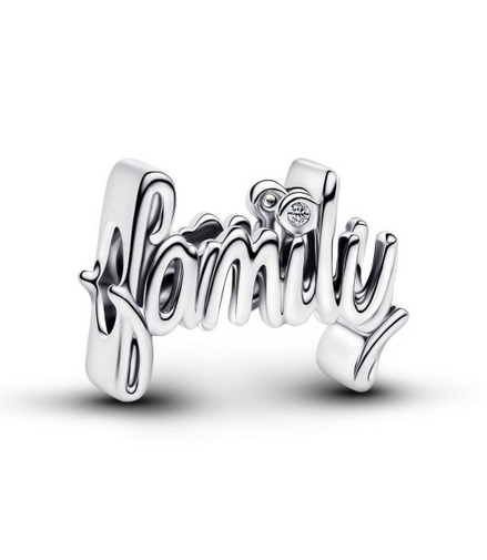 Pandora Moments Silver Handwritten" Family" Charm