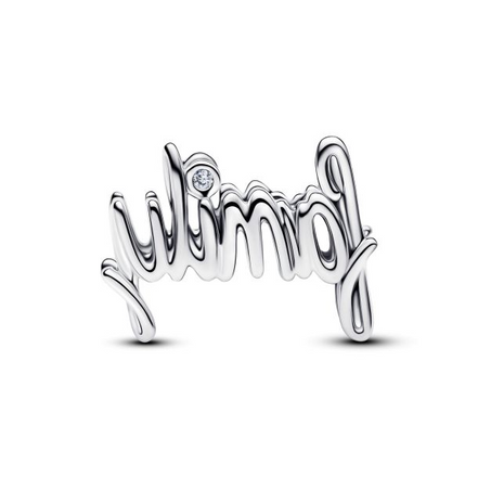 Pandora Moments Silver Handwritten" Family" Charm