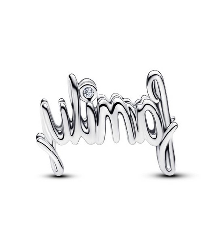 Pandora Moments Silver Handwritten" Family" Charm