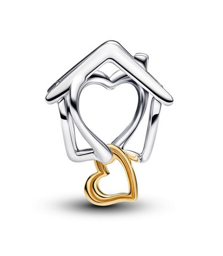 Pandora Moments Two-Tone "With You I'm Home" Home & Heart Charm