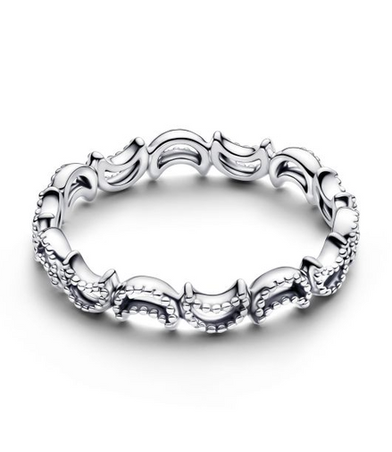 Pandora Beaded Crescent Moon Ring Size 6