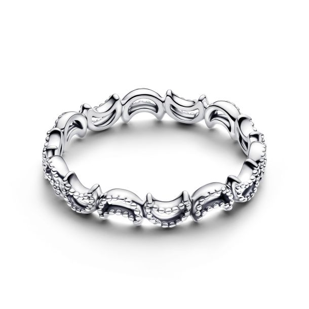 Pandora Beaded Crescent Moon Ring Size 6
