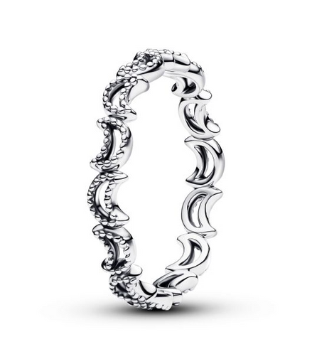 Pandora Beaded Crescent Moon Ring Size 7
