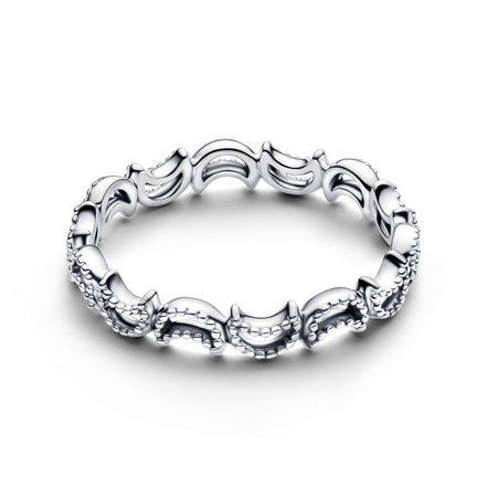 Pandora Beaded Crescent Moon Ring Size 7.5