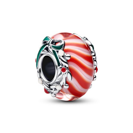 Pandora Moments Candy Cane Murano Glass Charm