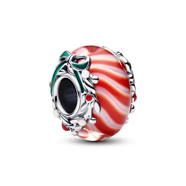 Pandora Moments Candy Cane Murano Glass Charm