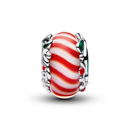 Pandora Moments Candy Cane Murano Glass Charm