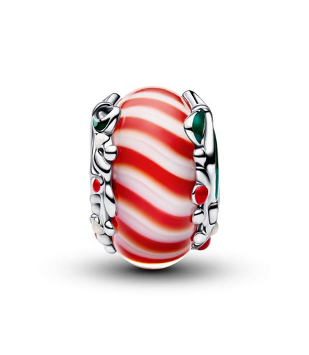 Pandora Moments Candy Cane Murano Glass Charm