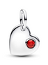 Pandora Moments Silver Janaury Engravable Heart Red Stone Dangle Charm