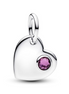 Pandora Moments Silver February Engravable Heart Purple Stone Dangle Charm