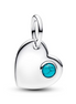 Pandora Moments Silver December Engravable Heart Turquoise Blue Stone Dangle Charm