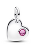 Pandora Moments Silver October Engravable Heart Pink Stone Dangle Charm
