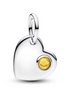 Pandora Moments Silver November Engravable Heart Honey Stone Dangle Charm