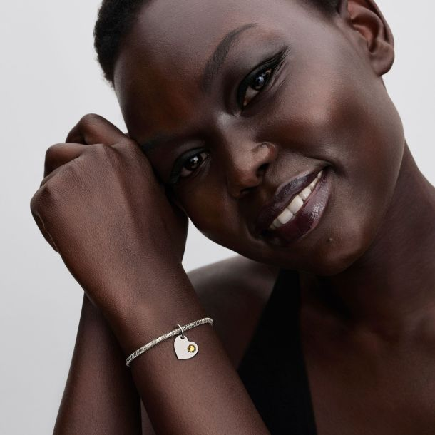 Pandora Engravable Heart Honey Stone Dangle Charm