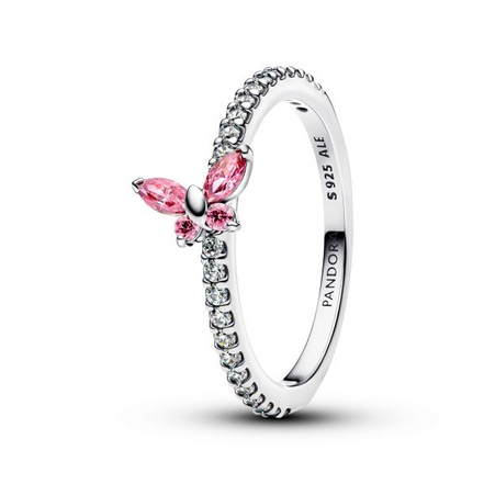 Pandora Sparkling Pink Butterfly Ring Size 6