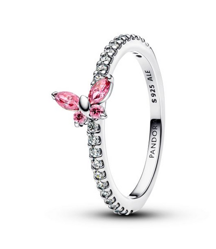 Pandora Sparkling Pink Butterfly Ring Size 6