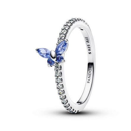 Pandora Sparkling Blue Butterfly Ring Size 6
