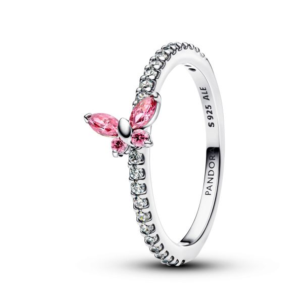 Pandora Sparkling Pink Butterfly Ring Size 7