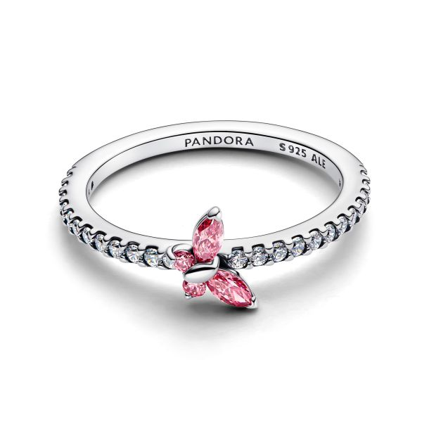 Pandora Sparkling Pink Butterfly Ring Size 7