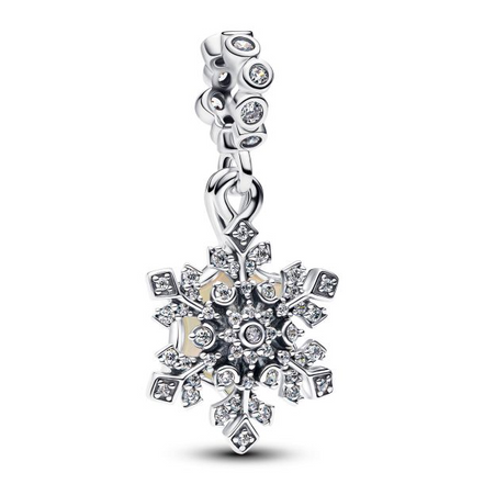 Pandora Opalescent Snowflake Double Dangle Charm