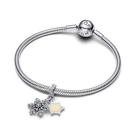 Pandora Opalescent Snowflake Double Dangle Charm