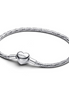 Pandora Moments Silver Heart Clasp Faceted Snake Chain Bracelet Size 17