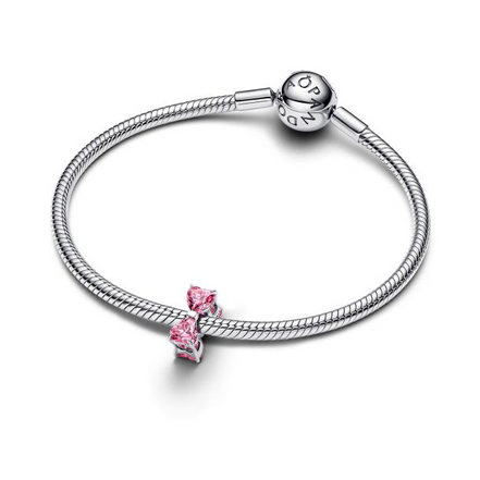 Pandora Moments Silver Sparkling Pink Bow Charm