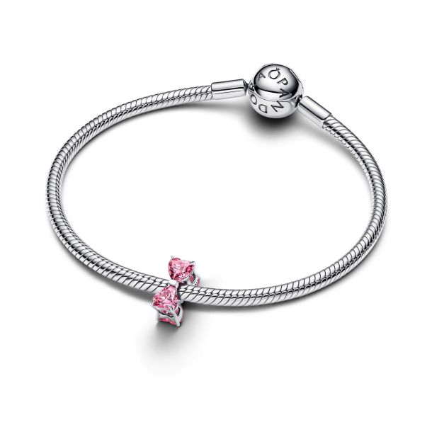 Pandora Moments Silver Sparkling Pink Bow Charm