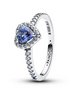 Pandora Sparkling Blue Elevated Heart Ring Size 6