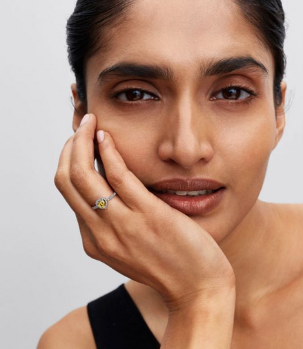 Pandora Sparkling Yellow Elevated Heart Ring Size 7