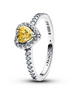 Pandora Sparkling Yellow Elevated Heart Ring Size 7.5