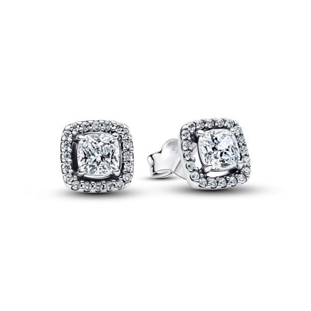 Pandora Square Halo Stud Earrings
