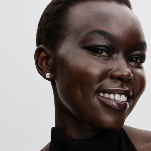 Pandora Square Halo Stud Earrings