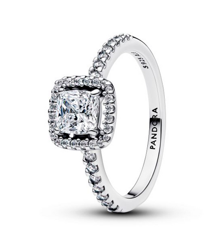 Pandora Sparkling Square Halo Ring Size 9
