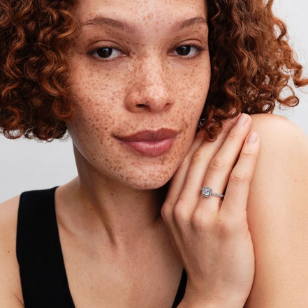 Pandora Sparkling Square Halo Ring Size 9