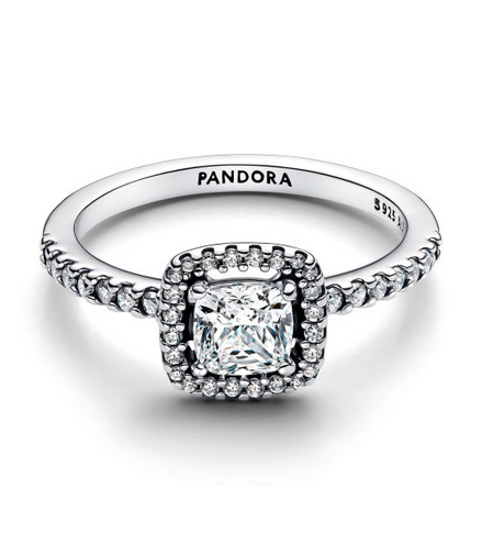 Pandora Sparkling Square Halo Ring Size 6