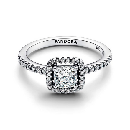 Pandora Sparkling Square Halo Ring Size 7