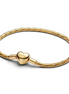 Pandora Heart Clasp Faceted Gold-Plated Snake Chain Bracelet Size 19