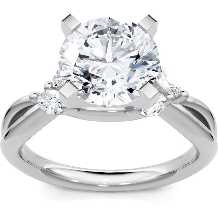 14K White Gold 0.33 CTW Diamond Marquise Shaped Vine Floral Semi-Mount Engagement Ring