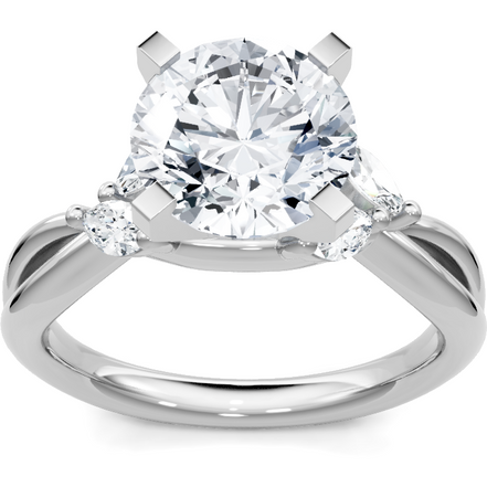 14K White Gold 0.33 CTW Diamond Marquise Shaped Vine Floral Semi-Mount Engagement Ring