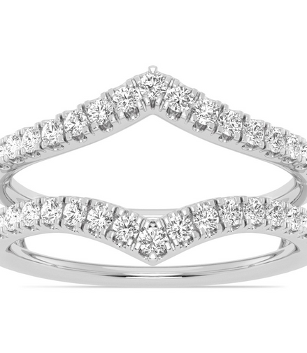 14K White Gold 0.50 CTW Diamond V-Shape Contour Jacket Enhancer Band