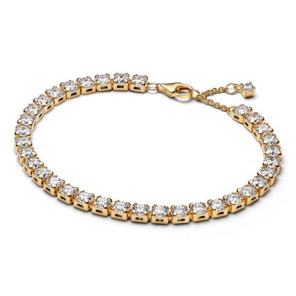 Pandora Sparkling Bold Gold-Plated Tennis Bracelet Size 18