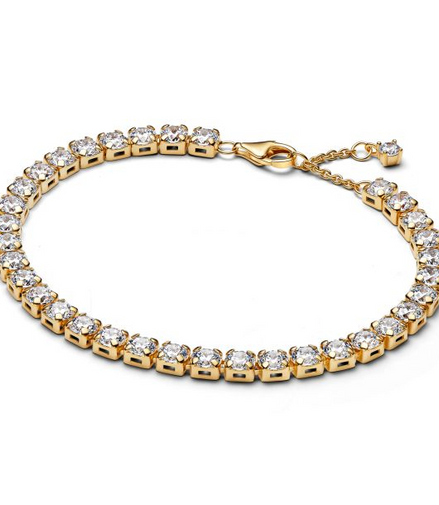 Pandora Sparkling Bold Gold-Plated Tennis Bracelet Size 18
