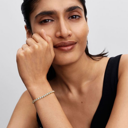 Pandora Sparkling Bold Gold-Plated Tennis Bracelet Size 18