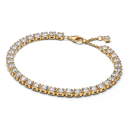 Pandora Sparkling Bold Gold-Plated Tennis Bracelet Size 20
