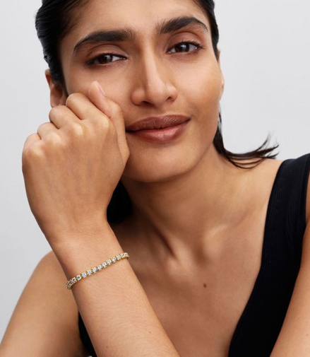 Pandora Sparkling Bold Gold-Plated Tennis Bracelet Size 20