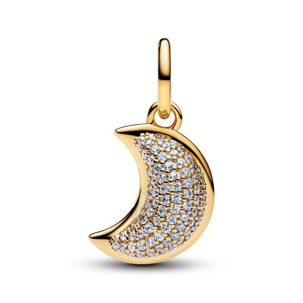 Pandora Sparkling Crescent Moon Gold-Plated Dangle Charm