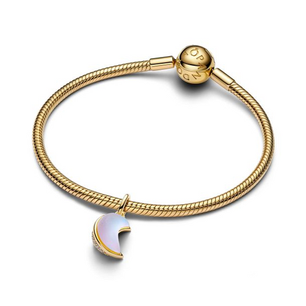Pandora Sparkling Crescent Moon Gold-Plated Dangle Charm
