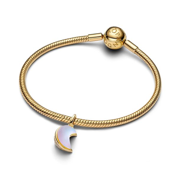 Pandora Sparkling Crescent Moon Gold-Plated Dangle Charm